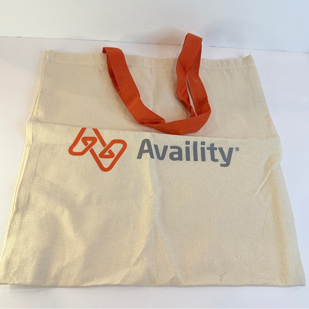 🆕 Availability Canvas Tote Bag 14x15.5” | Natural Cotton w/ Orange Handles